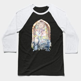 Owl Arch Flowers Baseball T-Shirt